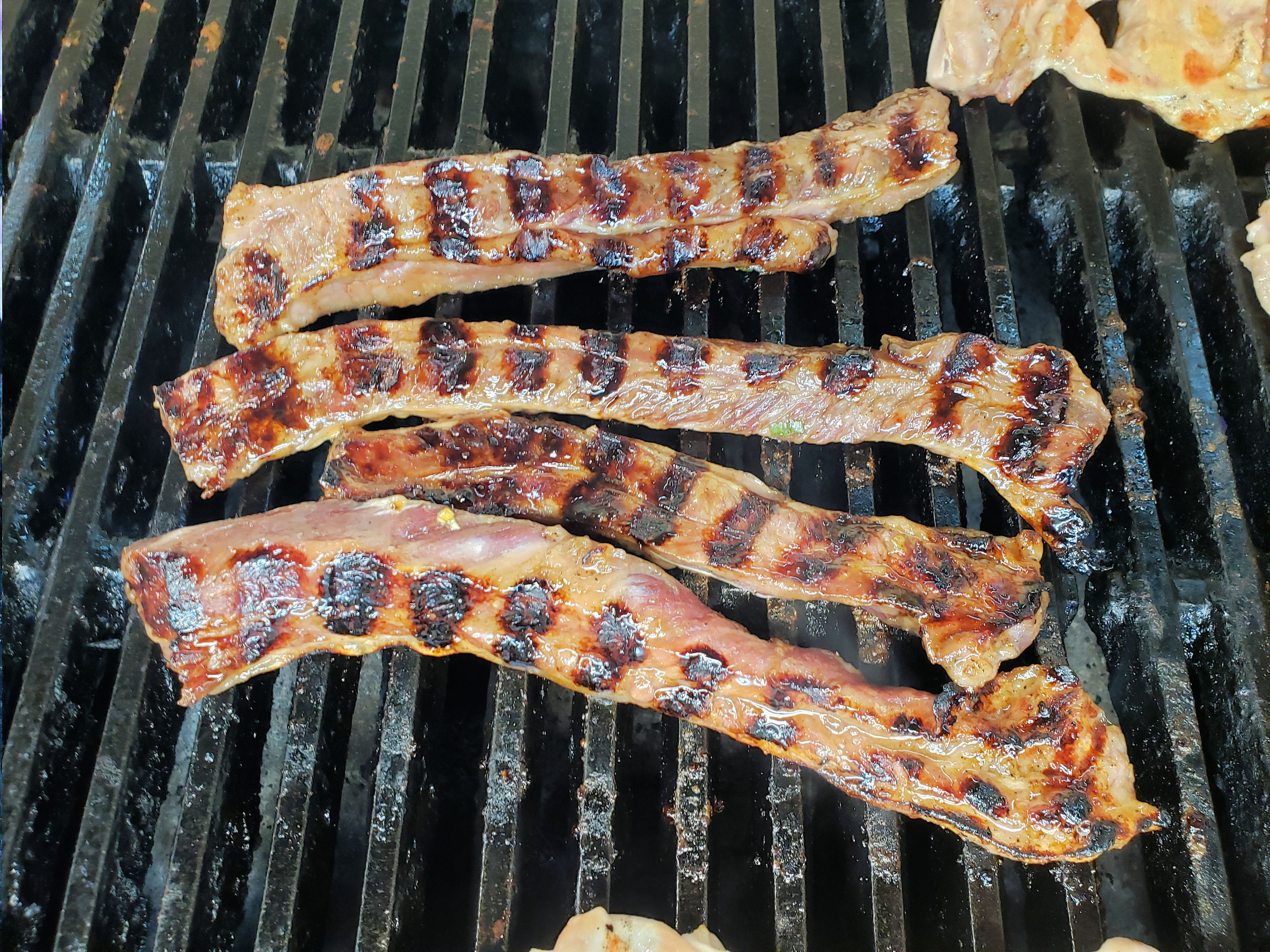 rib fingers on the grill